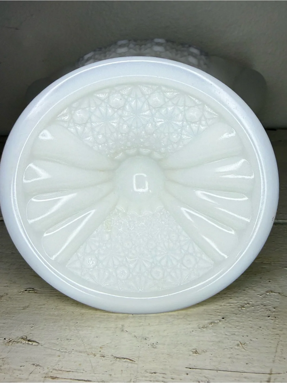 Vintage Fenton Daisy and Button Milk Glass Pedestal Vase Vintage Flared Vase